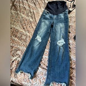 Pink Blush Maternity Ripped Wide Leg Jeans